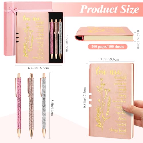 Affrolling 5 Pcs Christian Gifts for Women Church Religious Gifts A6 Bible Leather Notebook Pens with Box Prayer Journal for Men Bible Study Pastor's Wife Godmother Father(Rose Gold) - color: Rose Gold