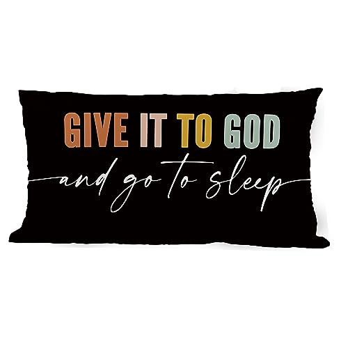 Give It to God and Go to Sleep Farmhouse Bedroom Religious Sleep Themed Throw Waist Pillow Case Cushion Cover Decor for Sofa Couch Bed 12x20 Inch Christian Gifts - color: 02 Christian