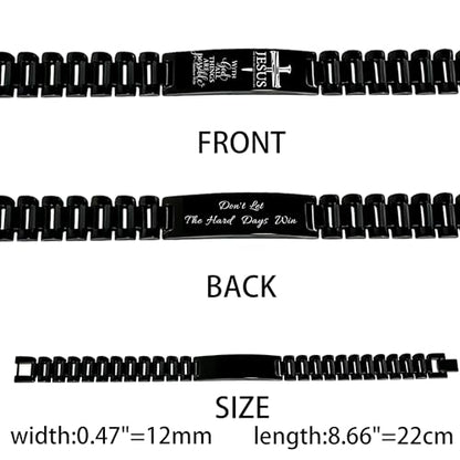 Bible Verse Bracelets Inspirational Christian Wristbands Graduation Gifts to Son Men Dad Father Husband Boyfriend Encouragement Jewelry Adjustable Stainless Steel Bracelet - style: MATTHEW 19:26(DON'T LET THE HARD DAYS WIN)