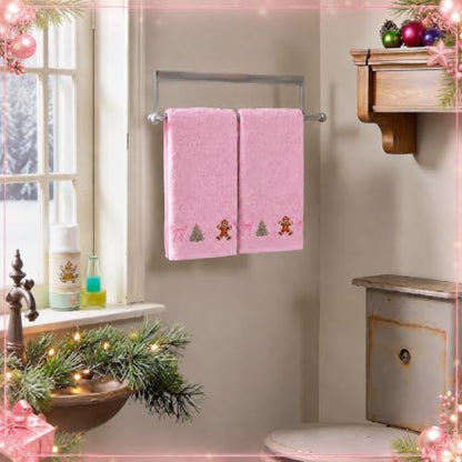 3 Pcs Pink Christmas Hand Towels for Bathroom 3D Bow, Pink, Snowflakes - color: Pink, size: Snowflakes