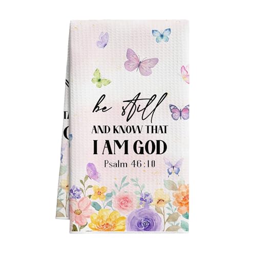 Christian Butterflies Kitchen Towels, Bible Wildflowers Dish Towel for Kitchen Bathroom, Pink Floral Decorative Hand Towels, Religious Fast Drying Tea Towel, Spring Gifts Home Decor-S10 - color: Christian Butterflies