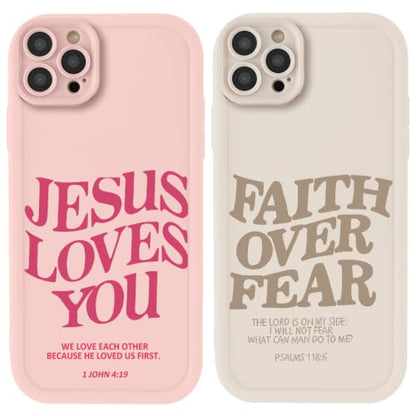 for iPhone 11 Pro Max 6.5'' 2 Pack Cute Christian Jesus Phone Case - color: Pink & Brown Jesus Faith Slogan, size: iPhone 11 Pro Max