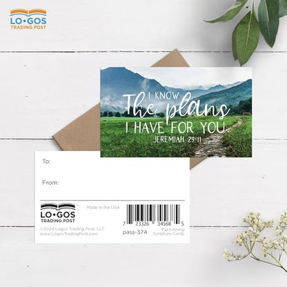 Pass It On Scripture Cards, Mountain Path, The Plans I Have Jeremiah 29:11, Pack of 25 — Inspirational Bible Verse Wallet Cards, Devotional, Bible Study - Small Christian Greetings for Encouragement - color: Mountain Path
