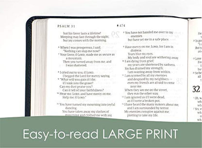 NLT Large Print Thinline Reference Holy Bible (Red Letter, Genuine Leather, Black): Includes Free Access to the Filament Bible App Delivering Study Notes, Devotionals, Worship Music, and Video