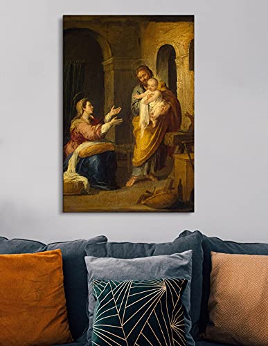 Canvas Print Wall Art - Holy Family by Murillo - 12x18 inches - color: Holy Family By Murillo, size: 18"L x 12"W