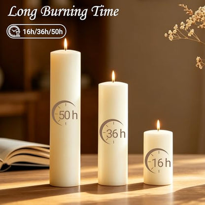 18-Pack Ivory White Pillar Candles Bulk Set, 2 x 3/6/8 Inch 3 Size - size: 2 x 3/6/8 Inch