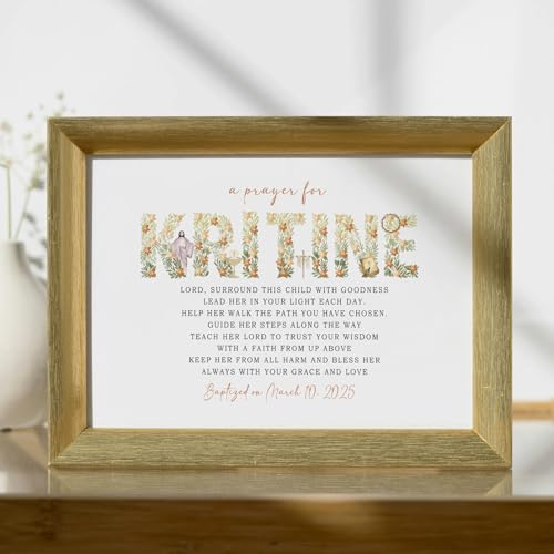 Personalized Baptism Gift For Girl, Baby Boy Gift, Affirmation Baptism Sign, Baptism Sign Dedication, Baptism Gift For Boy and Girl Ideas, Custom Cross With Name and Date Sign Decor Design 18 - color: Design 8