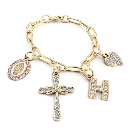 Cross Steering Wheel Charm Initial Letter H Car Jewelry Interior Decor - color: Initial H