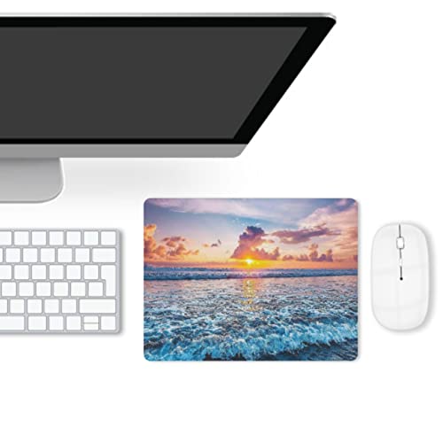 Sunset Ocean Wave Mouse Pad, Square Mousepad,Waterproof Mouse Mat Non-Slip Rubber Base MousePads for Office Home Laptop Travel, 9.5"x7.9"x0.12" Inch - color: S1004