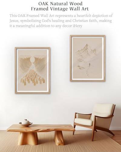 iHery 16x20in Moses Parting the Red Sea Framed Christian Wall Art - color: OAK Framed Sea, size: 20"L x 16"W
