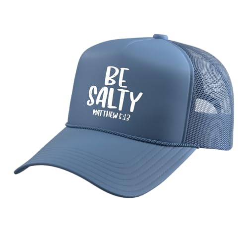 Be Salty Matthew 5:13 Bible Verse God Jesus Faith Christian Trucker Hat with Adjustable Mesh Back - color: Light Blue