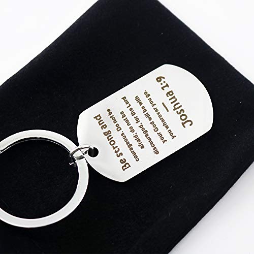 Hibetek Bible Verse Keychain for He Will Order His Angels to Protect You Keychain - color: Be Strong and Courageous