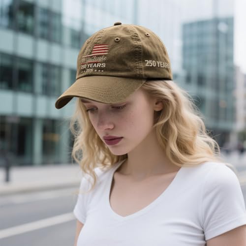 250th Anniversary 250 Years Freedoms Baseball Hat Running Embroidered Cap for - color: Pigment Khaki6