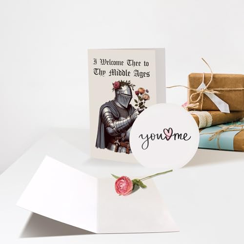 Chenive Funny Medieval Birthday Card for Men Women, Renaissance Getting Old Birthday Card for Him Her, 40th Bday Cards, 50th Bday Cards, I Welcome Thee To Thy Middle Ages - color: Medieval Birthday