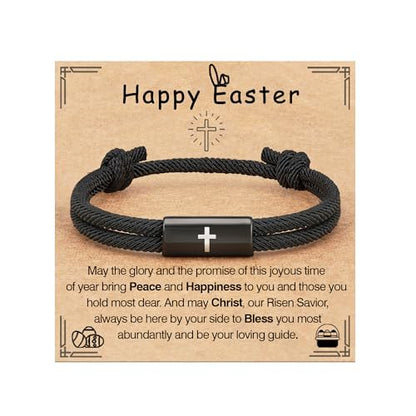 Confirmation First Communion Baptism Gifts for Boys, Cross Bracelet for Son GrandSon Nephew Brother Christian Religious Jewelry Gifts - style: Easter Bracelet