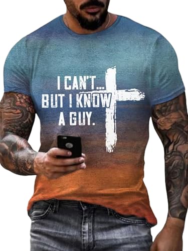 Generic I Can't but I Know a Guy Jesus T-Shirt for Men Funny Christian T-Shirts for Men Short Sleeve Tops, XX-Large - color: Jian Bian, size: 3X-Large