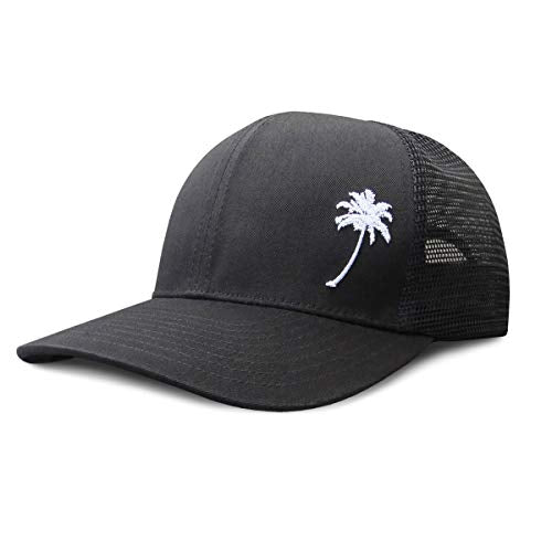 Grace Folly Trucker Hat for Men or Women- Many Cool Designs - color: Palm Tree- Black