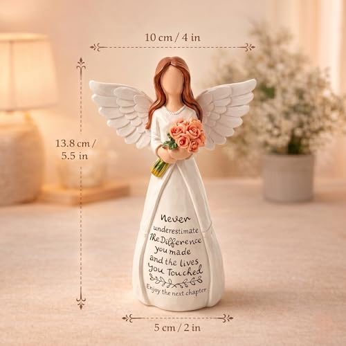 Retirement Gift for Woman - Angel Figurine&Gemstones Keychain Set