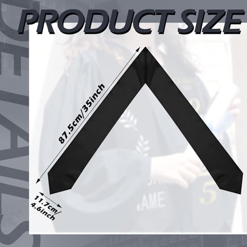 Geyoga 24 Pcs Graduation Stole Bulk Sublimation Blank 70 in - color: Black
