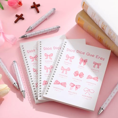 Resurhang 10 set Christ Bow Spanish Spiral Notebook Pen Set Bulk for Women - style: Spanish