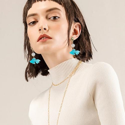 Goldfish Shape Resin Dangle Earrings Handmade Colorful Goldfish Drop Earring Stud for Women - color: Blue