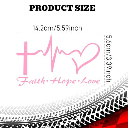 Hope Faith Love Heart Car Decal Stickers, Jesus Cross Vinyl Sticker, Pink - color: Pink
