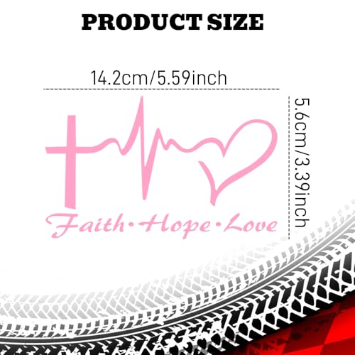 Hope Faith Love Heart Car Decal Stickers, Jesus Cross Vinyl Sticker, Pink - color: Pink