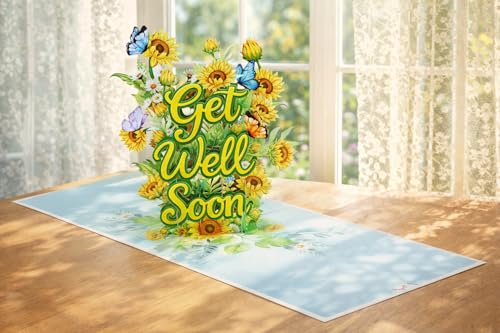Sunflowers Get Well Soon Cards Pop Up, 3D Encouragement Get Better Soon Card, Colorful Thinking of you 3D for Speedy Surgery Recovery, Feel Better Soon, Kids, Friends (Sunflowers Get Well) - color: Sunflowers Get Well Soon