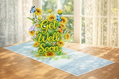 Sunflowers Get Well Soon Cards Pop Up, 3D Encouragement Get Better Soon Card, Colorful Thinking of you 3D for Speedy Surgery Recovery, Feel Better Soon, Kids, Friends (Sunflowers Get Well) - color: Sunflowers Get Well Soon