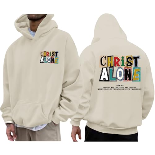 Christian Hoodies For Men Jesus Religious God Hoodie Faith Bible Verse Sweatshirt inspirational Cotton Pullover Tops - color: Apricot, size: Small