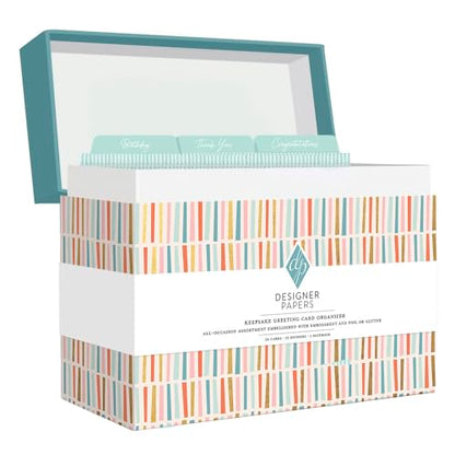Designer Papers All-Occasion Greeting Card 24 Pack - color: Multicolor Stripes, size: Medium