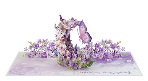 Moon Butterflies Pop Up Sympathy Cards with Envelopes, Sorry for Your Loss Card, Religious Pop Up Sympathy for Loss of Loved one, Mother, Father, Husband (PQ Moon Butterflies) - color: Moon Butterflies