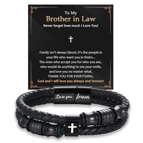 EFVISD Lover You Forever Leather Cross Bracelet for Men Boys Gifts - color: Brother in Law