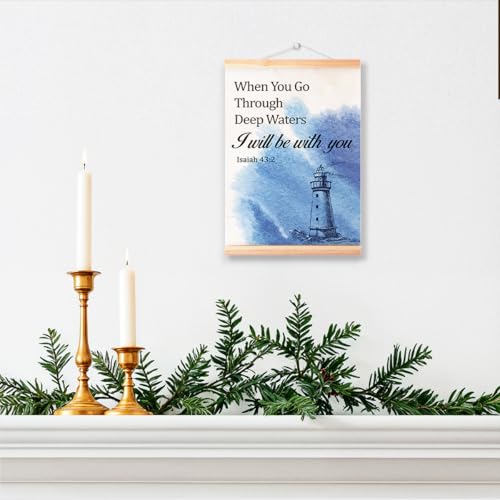 Ybqhd When You Go Through Deep Waters Poster Hanger,Bible Verse Wall Art - color: Isaiah 43:2