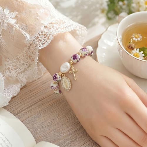 Holy Water Bracelet for Women,Religious Christian FaithJewelry - color: (purple3)