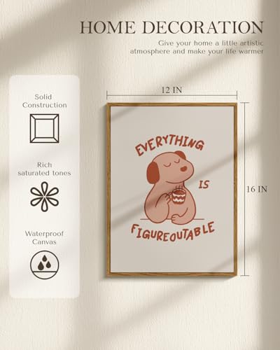 WHASAYART Everything is Figureoutable Funny Dog Quote Framed Wall Art 12x16 - color: Figureoutable