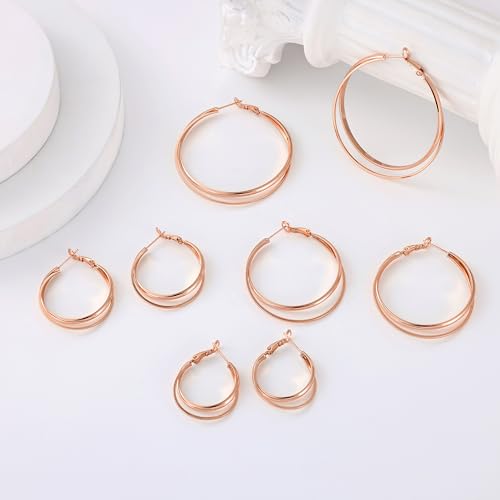 Gacimy Criss Cross Hoop Earrings for Women, 14K Gold Plated Hoops - color: Rose Gold, size: 40mm