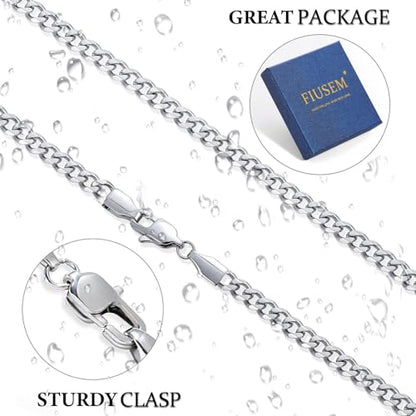 Fiusem 3.5mm Cuban Link Chains for Men Women, Stainless Steel Necklace - size: 18 inches, style: a.5mm width-steel