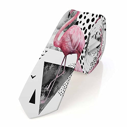 Black Dots Men's Neckties Retro Classic Circle Geometry Men's Tie for Mens Teens Business Work Casual Wedding Party - color: Pink Flamingo