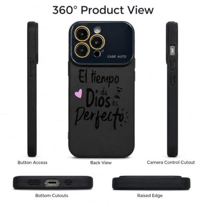 for iPhone 13 Pro Case God's Timing is Perfect Spanish Bible Verse Phone Case, Full Camera Lens Protection, Shockproof Drop Resistant Durable Cover (Black, iPhone 13 Pro) - color: black, size: iPhone 13 Pro