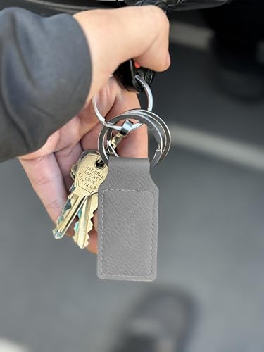 LaserGram Rectangle Keychain, Christian Cross, Personalized Engraving Included - color: Gray