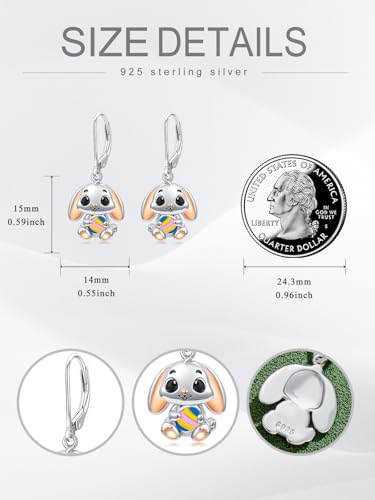 Dorunmo 925 Sterling Silver Dangle Drop Earrings for Women Holiday Earrings Hypoallergenic Halloween Christmas Jewelry Festival Gifts for Women - style: Easter-Bunny-04