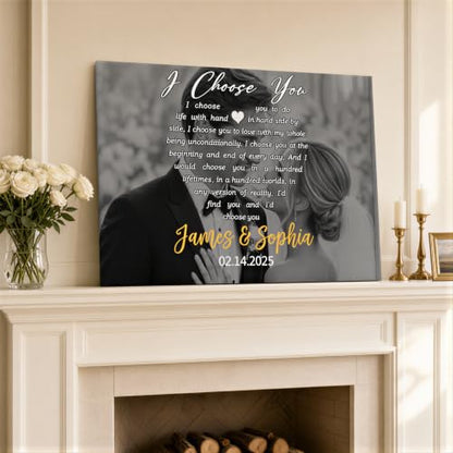 Ipplee Custom Canvas Print with Your Photo, I Choose You for Couple - color: Design 02
