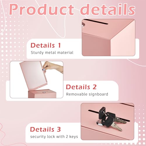 Metal Donation Box for Fundraising,Basic,Pink - color: Pink