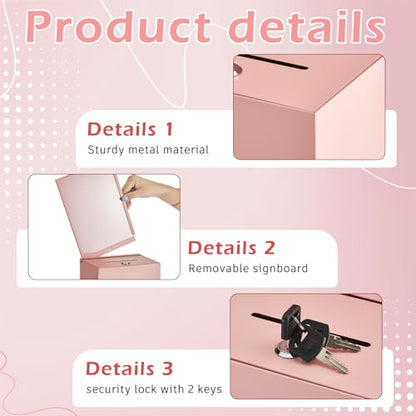 Metal Donation Box for Fundraising,Basic,Pink - color: Pink