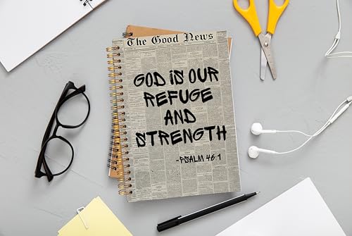 Vintage Christian Notebook Journal, Psalm 46:1 Bible Verse Notebook for Note Taking, God Is Our Refuge and Strength Religious Scripture Spiral Journal 5.5x8.3 Inch - color: 30-Christian-notebook