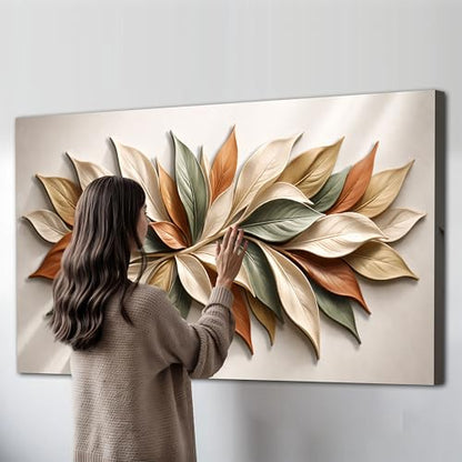 TAILORED CANVASES Earthtone Petals Canvas Print Botanical Wall Art, 60x30 - size: 30"L x 60"W