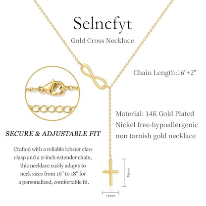 14K Gold Plated Cross Necklace for Women, Christian Jewelry - style: 6-Y