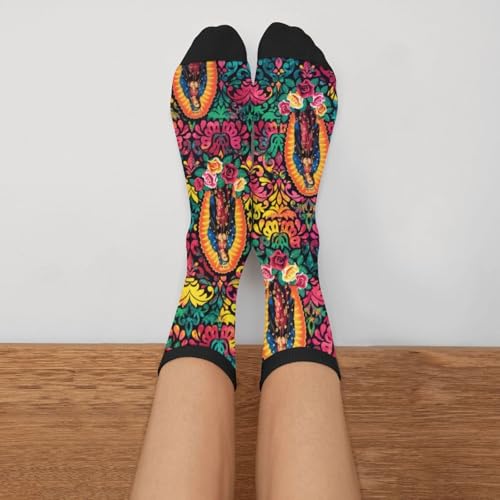 Cute Goldendoodle Women Men Funny Novelty Crew Dress Socks - color: Virgin Mary Religious