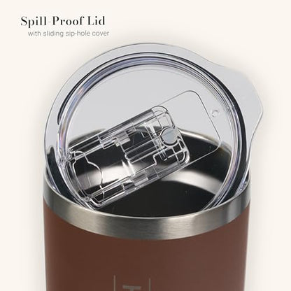 Christian Art Gifts Large 18 oz. Stainless Steel Insulated Travel Mug Tumbler - color: Brown Mountains/Faith